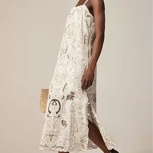 $350 J.Crew collection cutoff cutout cutwork dress XS linen